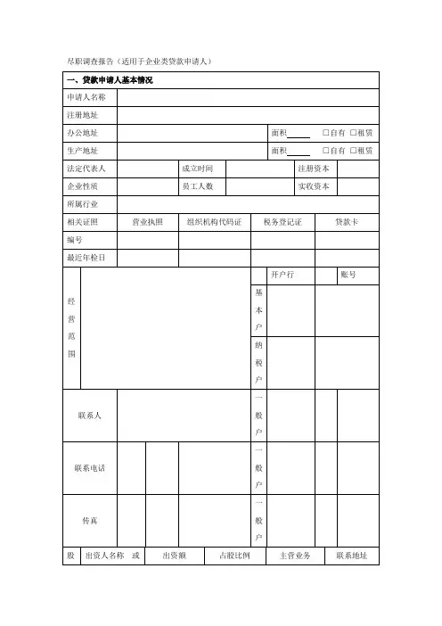 尽职调查报告(模板)