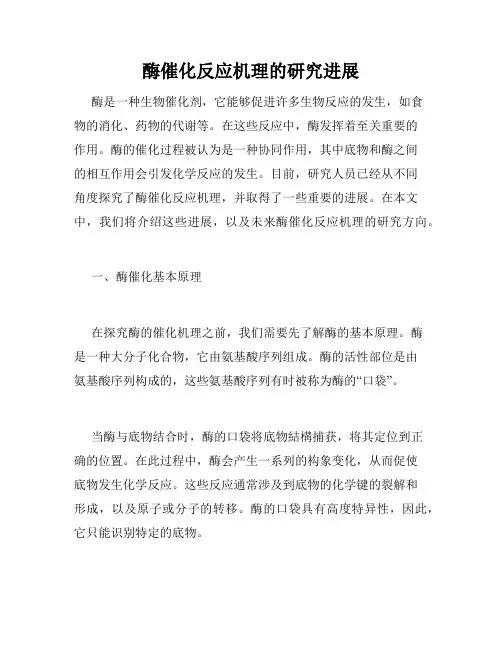 酶催化反应机理的研究进展