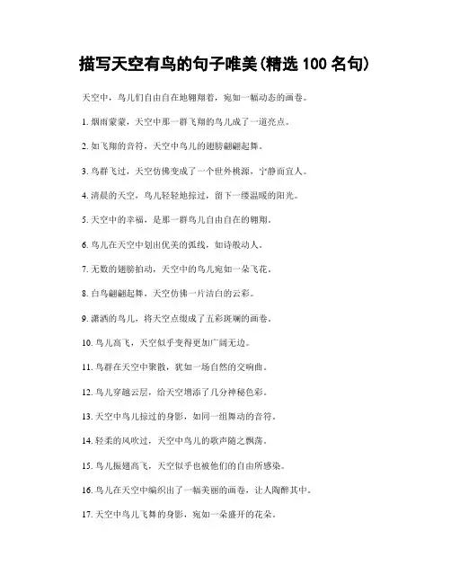 描写天空有鸟的句子唯美(精选100句)
