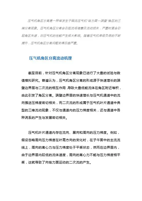 压气机角区分离流动机理及控制方法研究