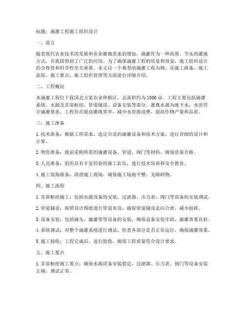 滴灌工程施工组织设计