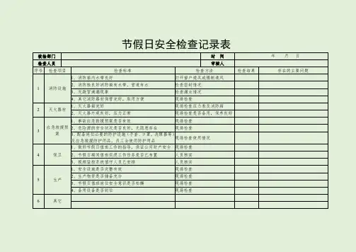节假日安全检查记录表