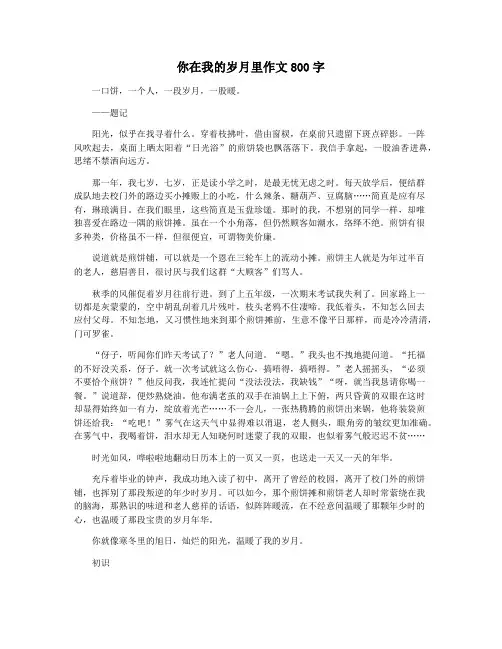你在我的岁月里作文800字