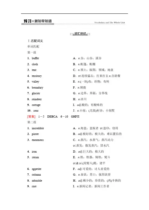 2020-2021学年英语新教材人教版选择性必修第一册学案：unit3预习·新知早知道含解析