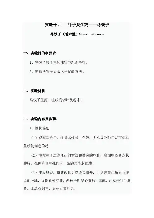 包医大生药学实验指导14种子类生药——马钱子