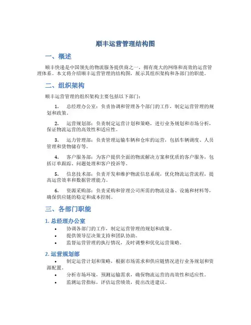 顺丰运营管理结构图