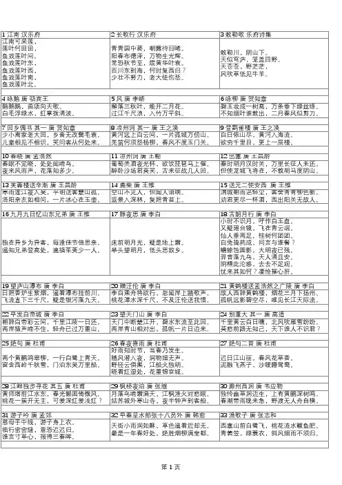 小学北师大版古诗及分层必考古诗137首,背会即可上重点初中A4打印已整理好