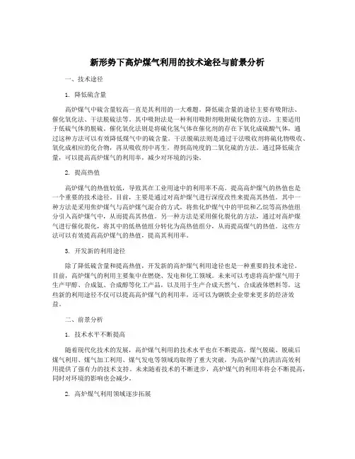 新形势下高炉煤气利用的技术途径与前景分析