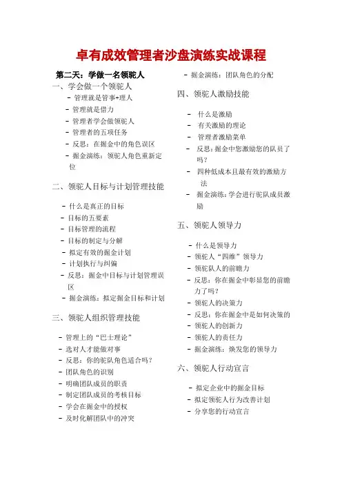 卓有成效管理者沙盘演练实战课程