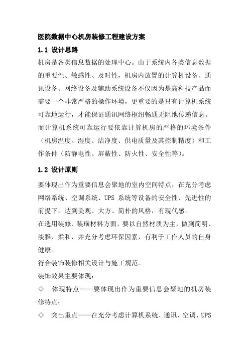 医院数据中心机房装修工程建设方案