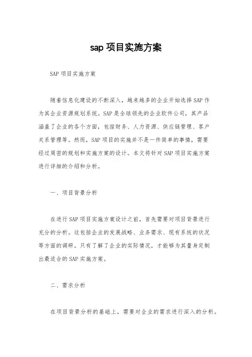 sap项目实施方案