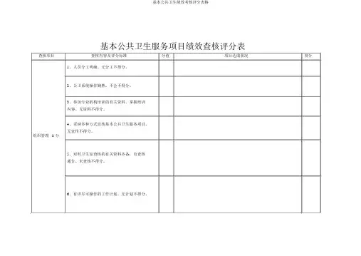 基本公共卫生绩效考核评分表格