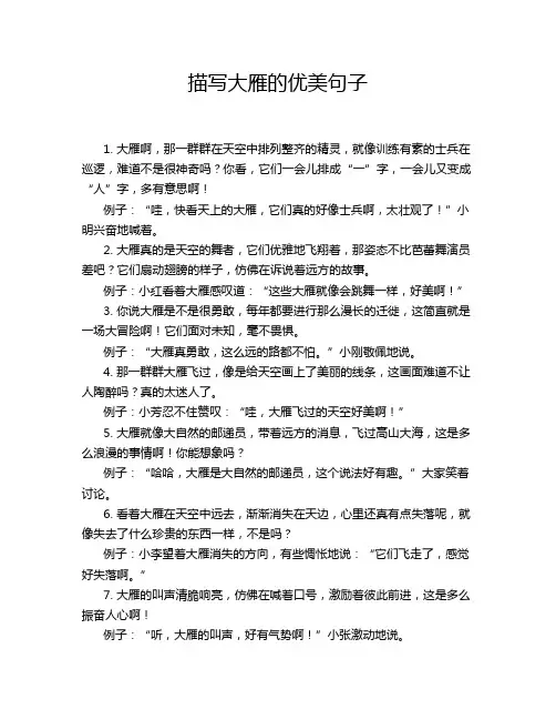 描写大雁的优美句子