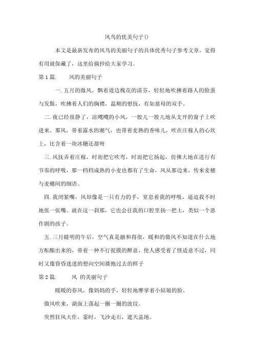 风鸟的优美句子