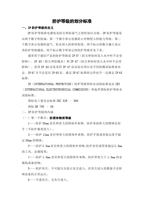 IP防护等级的划分标准
