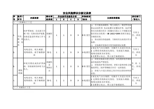 安全风险辨识分级记录表