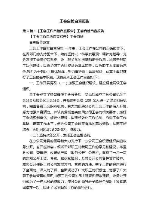 工会自检自查报告