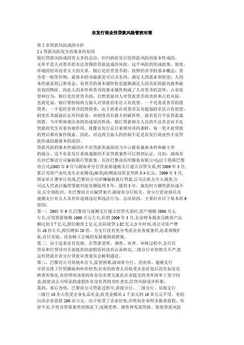 农发行商业性贷款风险管控对策