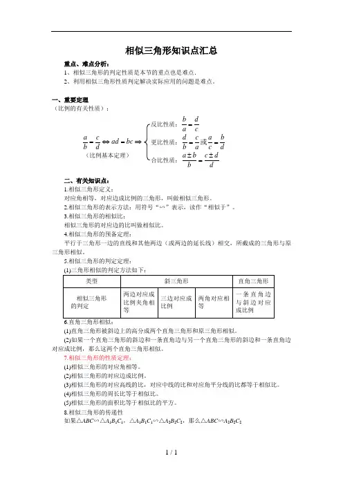 相似三角形知识点梳理