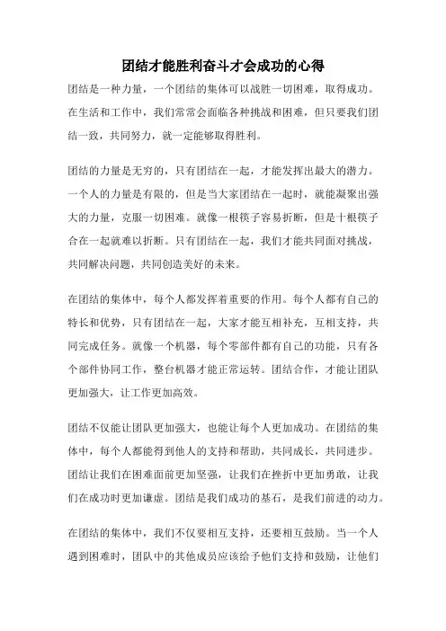 团结才能胜利奋斗才会成功的心得
