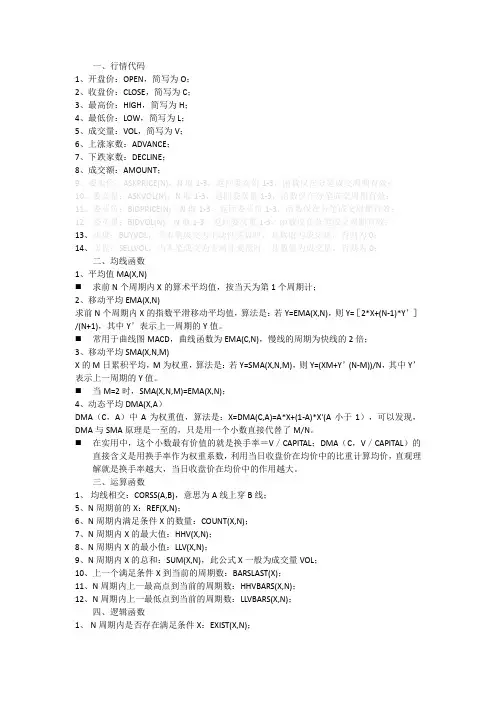 股票公式代码大全
