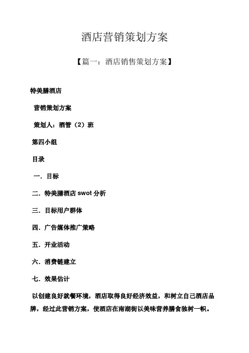 大酒店的营销专业策划专项方案