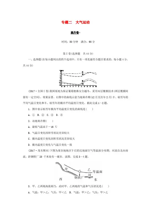 2019高考地理二轮复习 专题二 大气运动提升卷