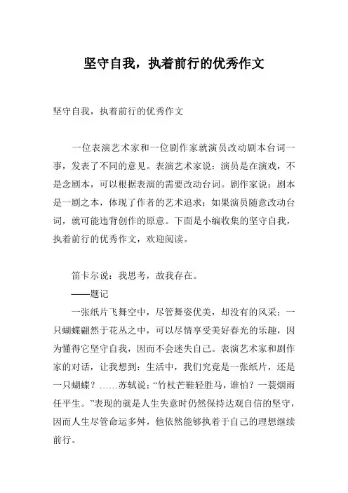 坚守自我,执着前行的优秀作文
