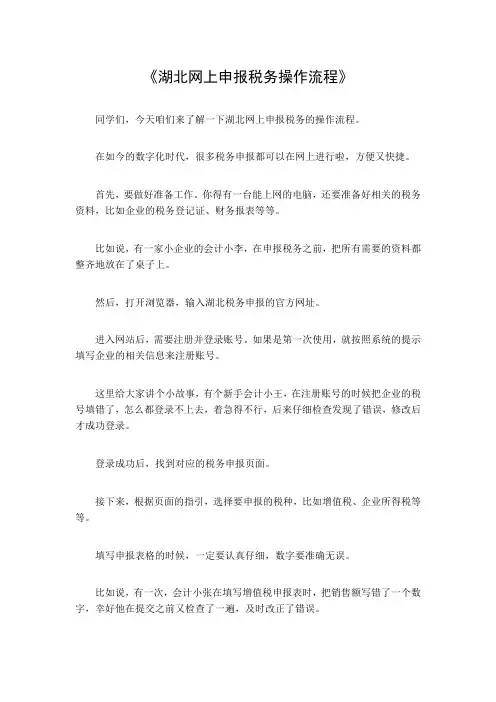 湖北网上申报税务操作流程
