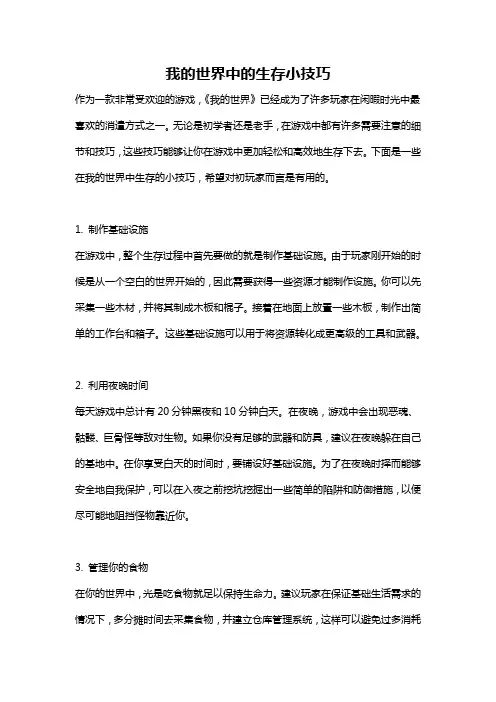 我的世界中的生存小技巧