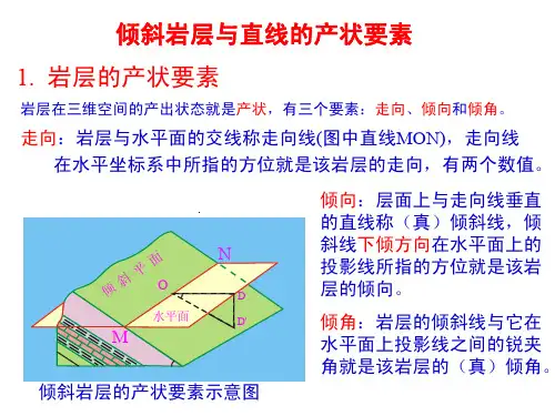 2倾斜岩层与直线的产状要素