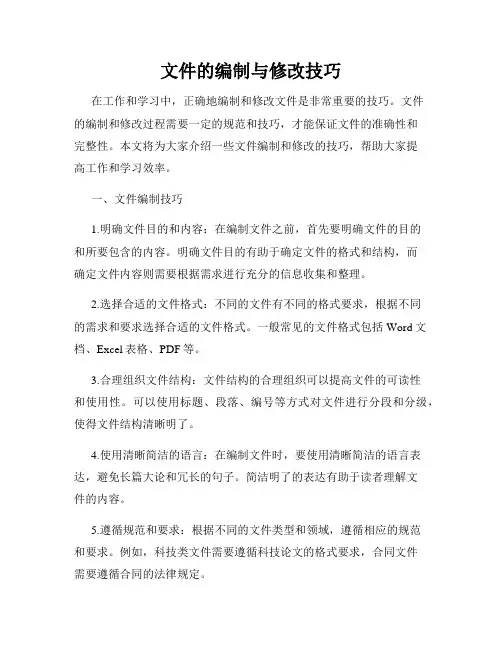 文件的编制与修改技巧
