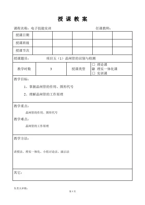 项目五(1) 晶闸管的识别与检测