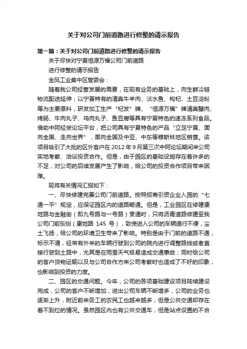 关于对公司门前道路进行修整的请示报告