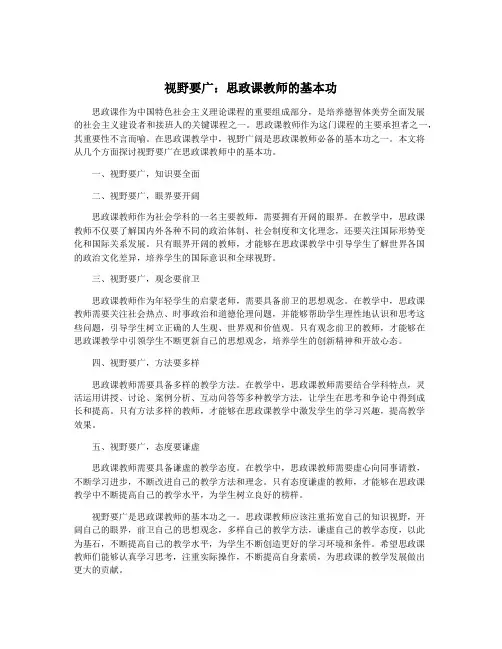 视野要广：思政课教师的基本功