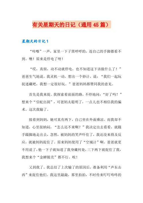 有关星期天的日记(通用45篇)
