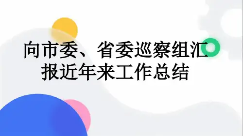 向市委、省委巡察组汇报近年来工作总结