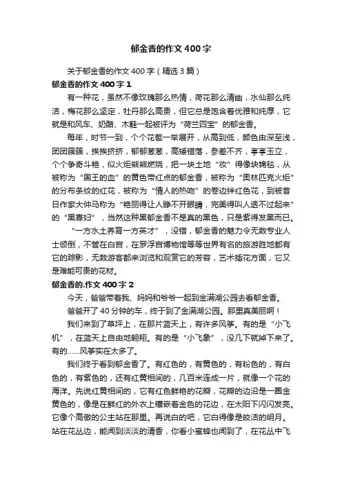 关于郁金香的作文400字（精选3篇）