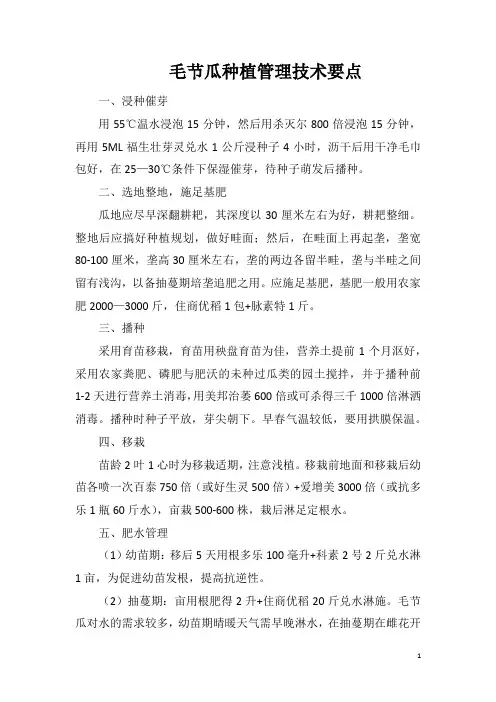 毛节瓜种植管理技术要点