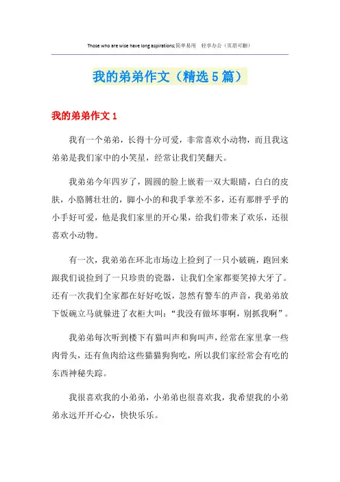 我的弟弟作文(精选5篇)