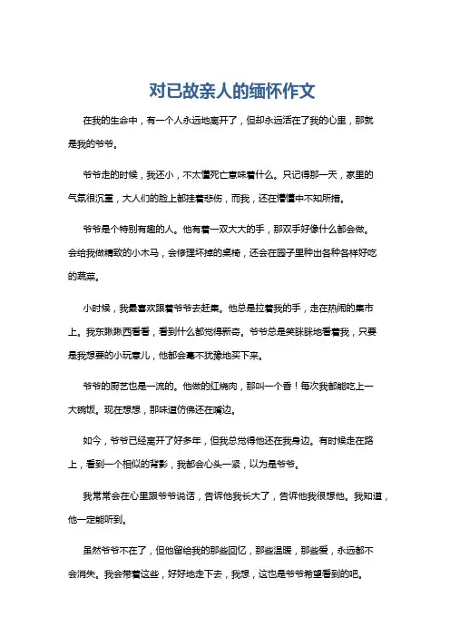 对已故亲人的缅怀作文