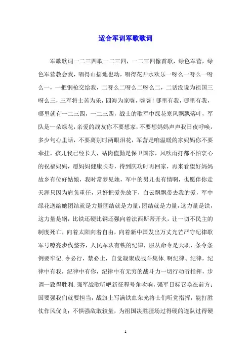 适合军训军歌歌词