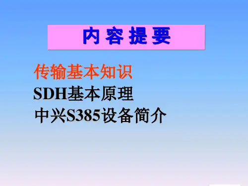 SDH基本知识及S385硬件结构简介