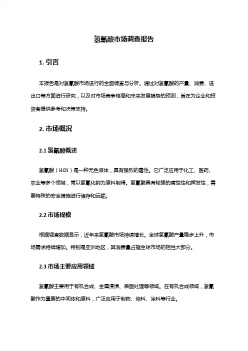 2024年氢氰酸市场调查报告