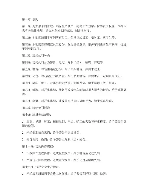 车间员工处罚管理制度