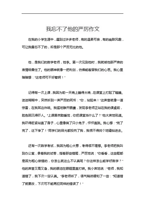 我忘不了他的严厉作文