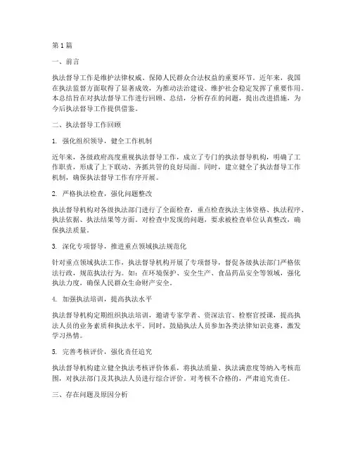 执法督导工作总结范文(3篇)