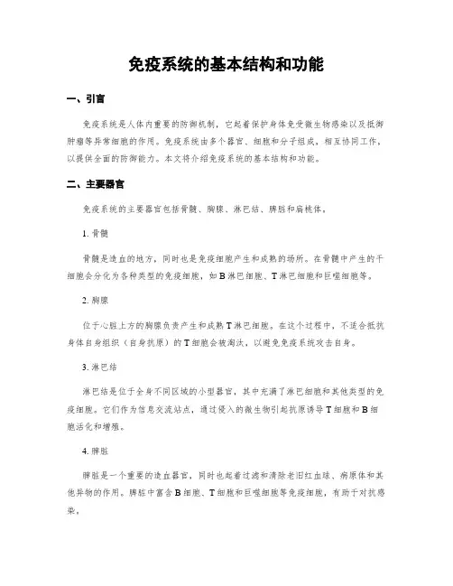 免疫系统的基本结构和功能