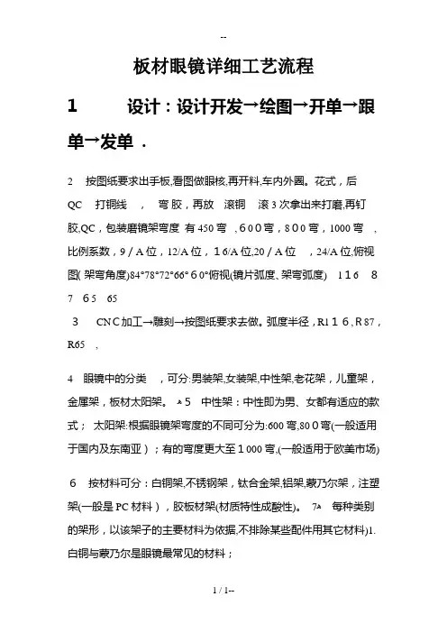 板材眼镜详细工艺流程