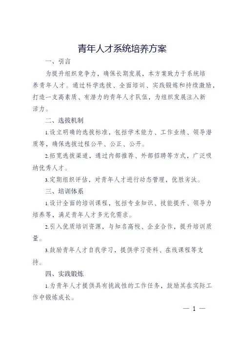 中建 青年人才系统培养方案